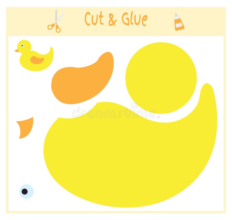 Шаблон уточки для вырезания из бумаги Education Paper Game for the Development of Preschool Children. Cut Parts of the
