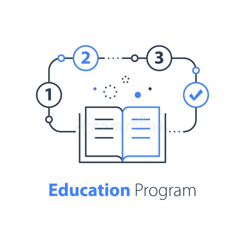 Education program, open book, simple learning plan, creative writing and storytelling royalty free illustration