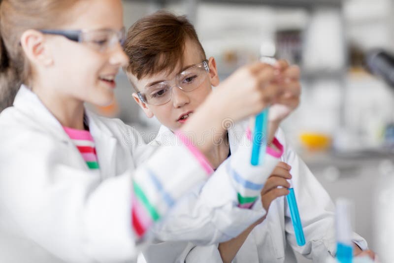 Kids with Test Tubes Studying Chemistry at School Stock Image - Image ...