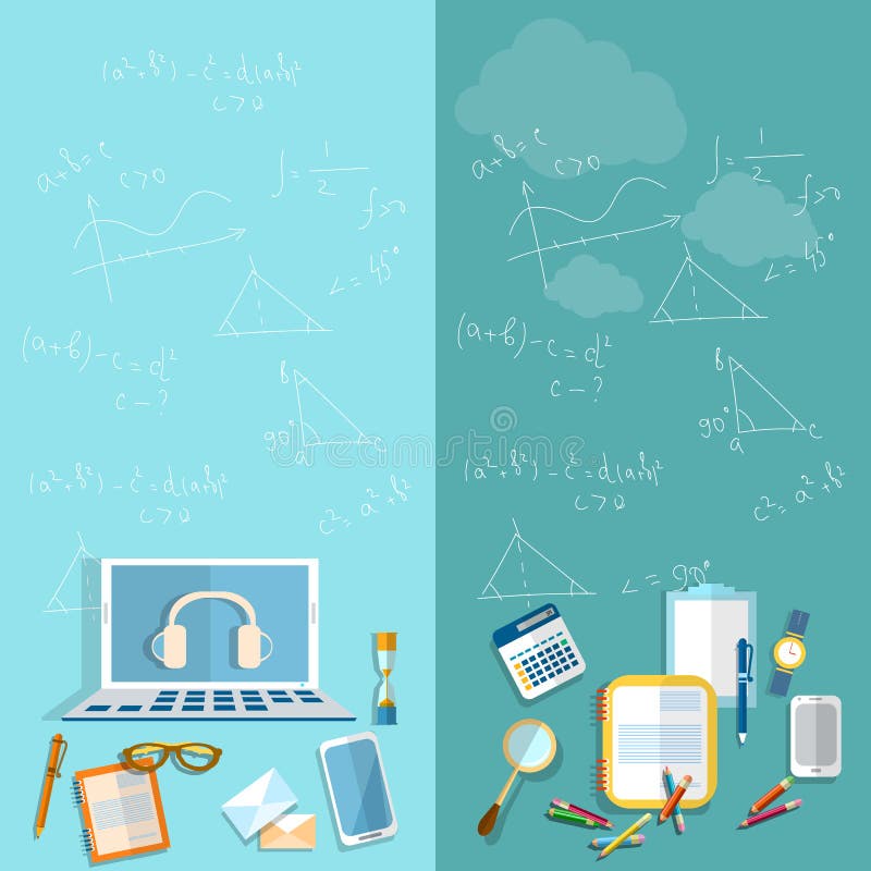 Education: student, teacher, university, college, vector banners royalty free illustration