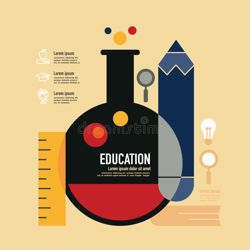 Education template modern minimal flat design / vintage retro co stock illustration