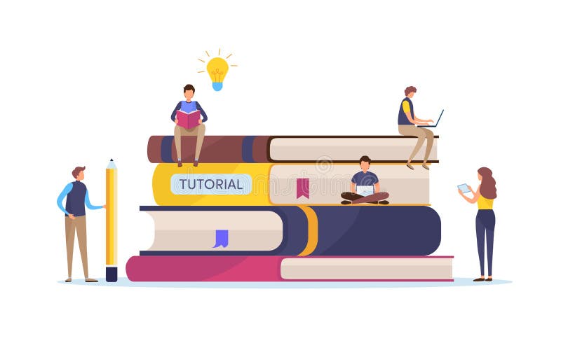 Education, Training course. Online study. Tutorials, e-learning, Smart knowledge. Cartoon miniature illustration vector graphic royalty free illustration