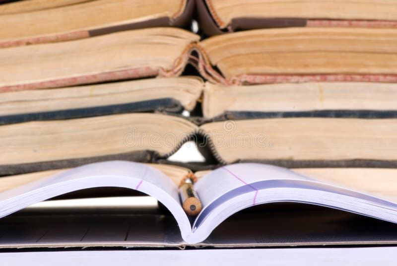 Educational Concepts (open notebook with books) royalty free stock photos