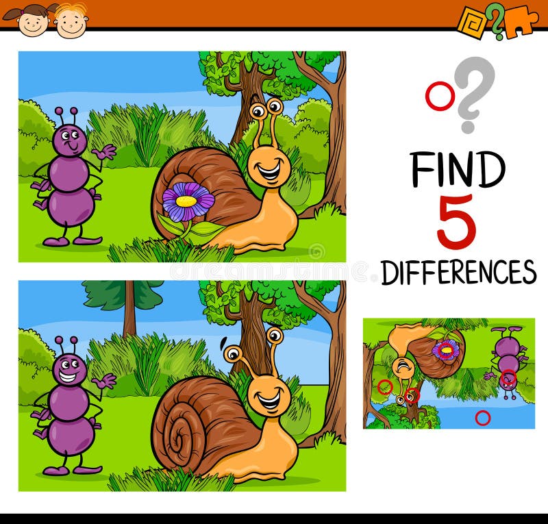 Differences Game with Farm Animal Characters Stock Vector ...