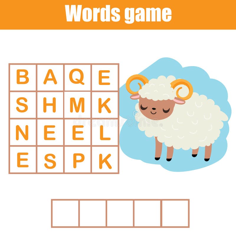 Educational Game For Children Animals Theme Word Search Puzzle Stock Educational Game For Children Animals Theme Word Search Puzzle Stock