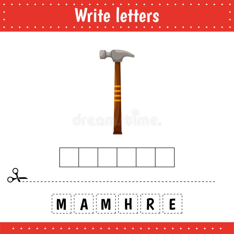 Educational Game for Kids. Crossword. Hammer. Guess the Word Stock