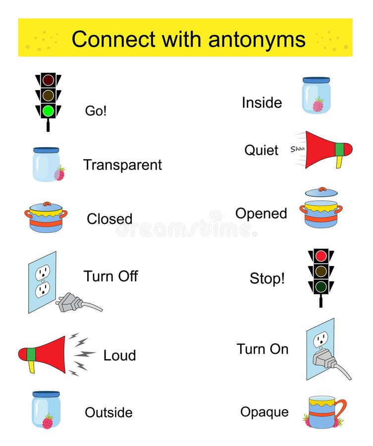 Educational Material for Kids. Connect with Antonyms. Opposites Words