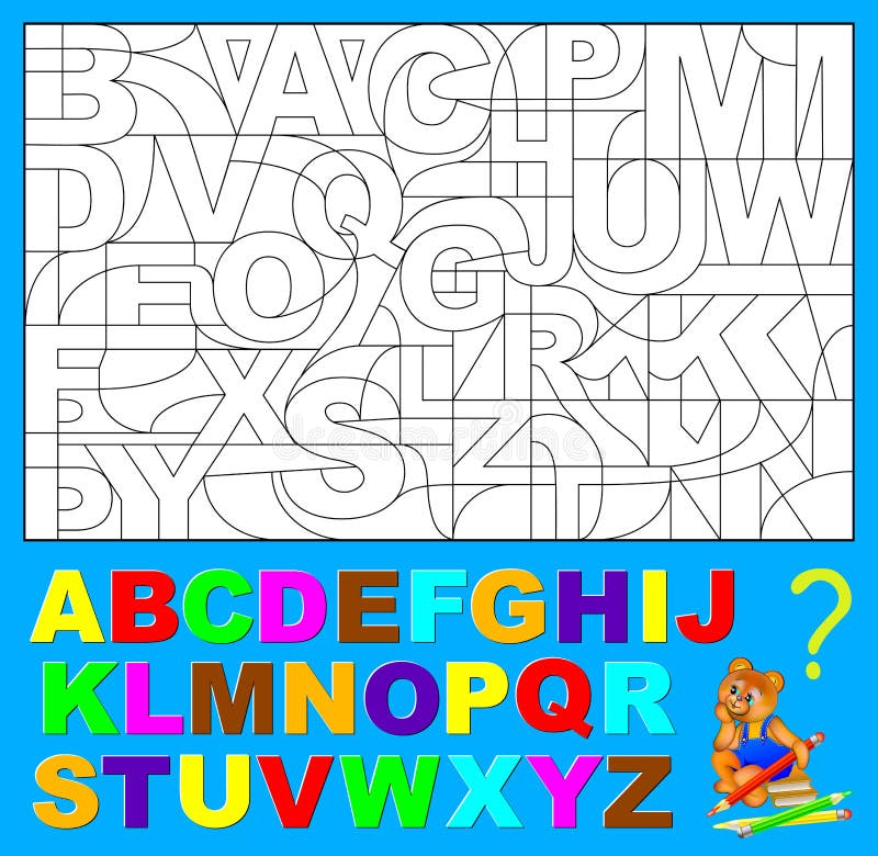 Educational Page for Young Children. Need To Find the Hidden Letters of