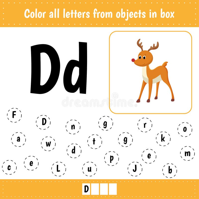 Educational Worksheet for Kids. Deer Stock Vector Illustration of