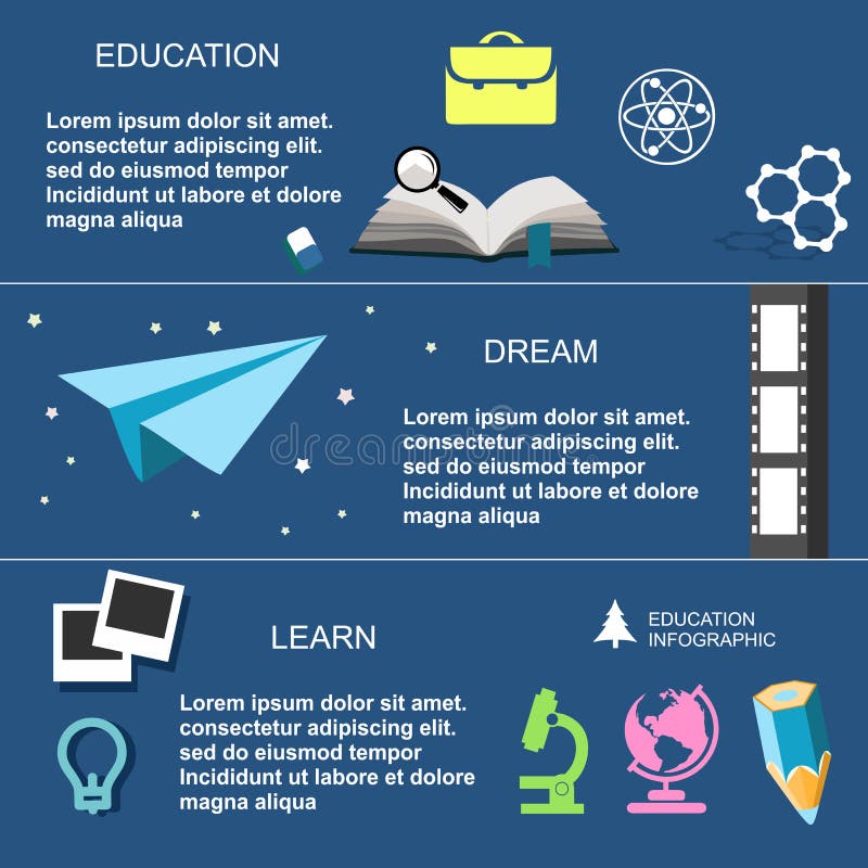 Educação de Infographic, projeto liso, elementos ilustração royalty free Educação de Infographic, projeto liso, elementos ilustração royalty free