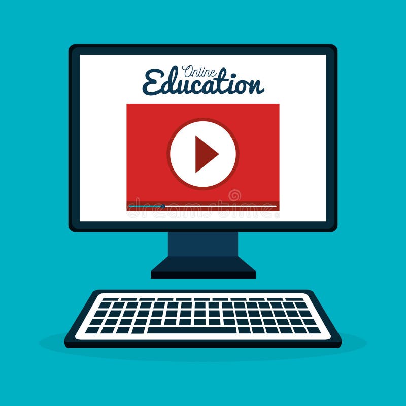 Educație online cu computer desktop vector illustration