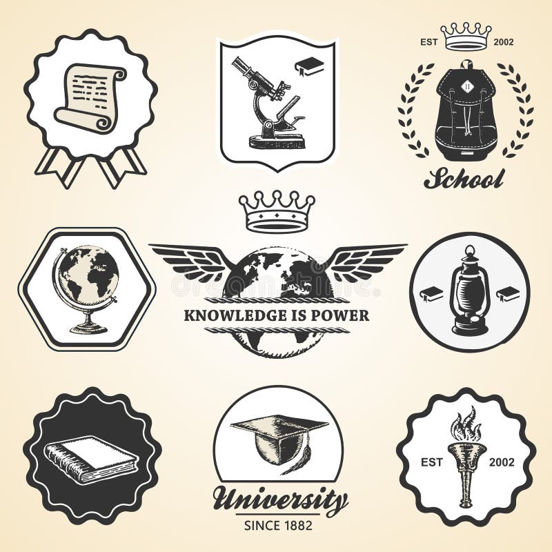 Edukaci szkolnej akademii rocznika uniwersytecki symbol ilustracji
