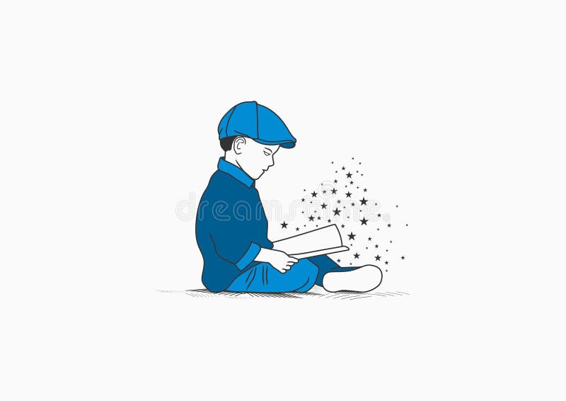Edukacja logo, książkowa czytelnik ikona, wiedza symbol i dzieciństwo, studiujemy pojęcie projekt ilustracji