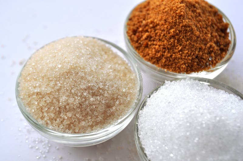 Edulcorantes alternativos - azúcar orgánico del coco, xilitol, azúcar de caña, foto de archivo Edulcorantes alternativos - azúcar orgánico del coco, xilitol, azúcar de caña, foto de archivo