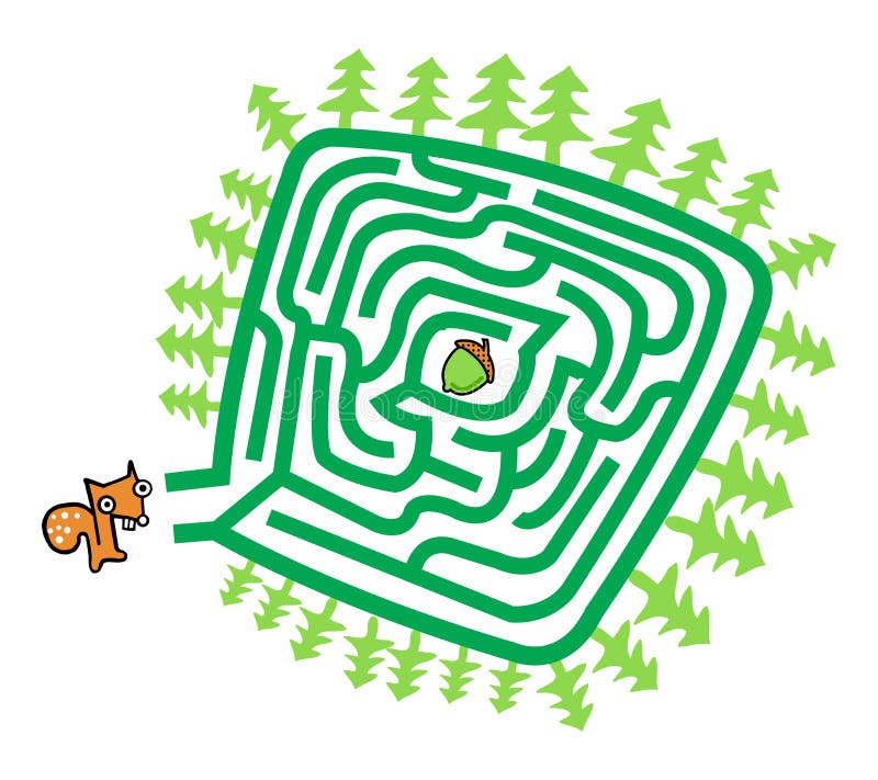 Eekhoorn en Noten Doolhof Spel royalty-vrije illustratie