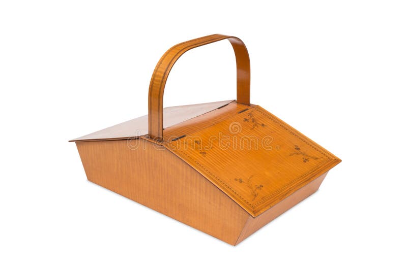 Een Antieke Houten Picknickmand stock foto Een Antieke Houten Picknickmand stock foto