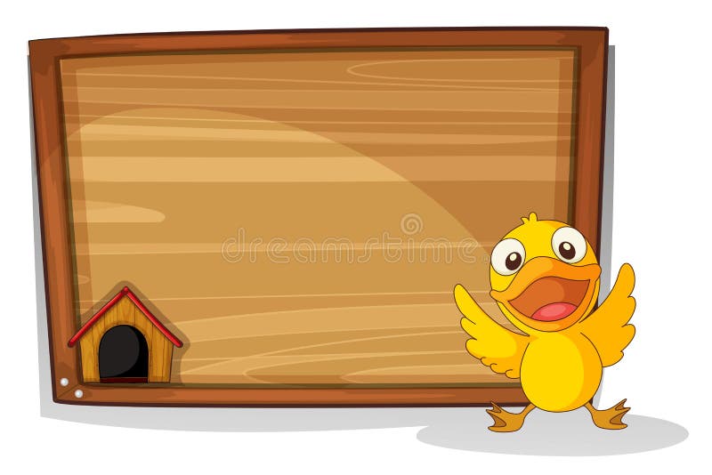 Een babyeend voor een houten raad vector illustratie Een babyeend voor een houten raad vector illustratie