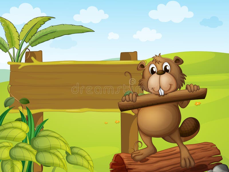 Een bever die een hout houden royalty-vrije illustratie Een bever die een hout houden royalty-vrije illustratie