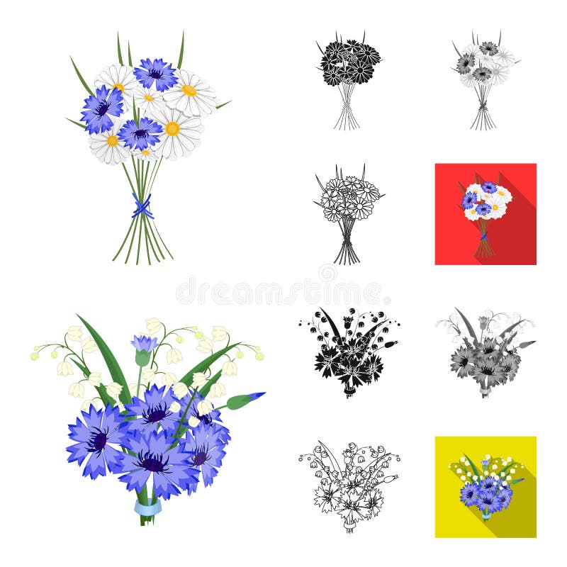 Een boeket van vers bloemenbeeldverhaal, zwarte, vlak, zwart-wit, overzichtspictogrammen in vastgestelde inzameling voor ontwerp royalty-vrije illustratie Een boeket van vers bloemenbeeldverhaal, zwarte, vlak, zwart-wit, overzichtspictogrammen in vastgestelde inzameling voor ontwerp royalty-vrije illustratie