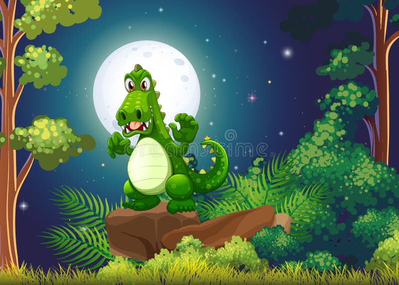 Een boze krokodil boven de rots bij het bos vector illustratie Een boze krokodil boven de rots bij het bos vector illustratie