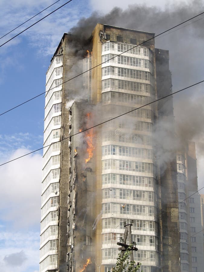 Een brand in een high-rise gebouw