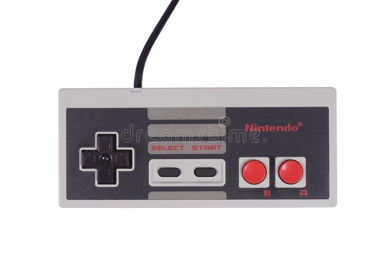 Een Close-up van het het Videospelletjecontrolemechanisme van Nintendo NES