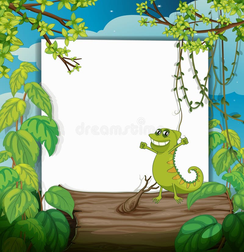 Een dacing kameleon en een wit schepen in royalty-vrije illustratie Een dacing kameleon en een wit schepen in royalty-vrije illustratie