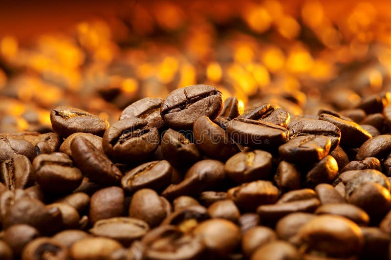 Een detail van coffekorrels stock afbeelding Een detail van coffekorrels stock afbeelding