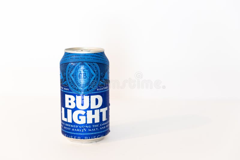 A single can of Bud Light Beer on a solid white background. Bud Light is manufactured by Anheuser Busch in the United States. A single can of Bud Light Beer on a solid white background. Bud Light is manufactured by Anheuser Busch in the United States.