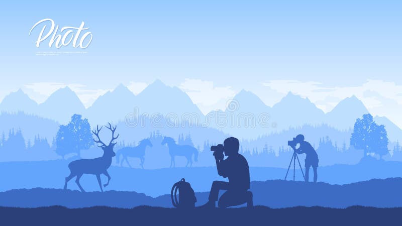 Een fotograaf met materiaal royalty-vrije illustratie Een fotograaf met materiaal royalty-vrije illustratie