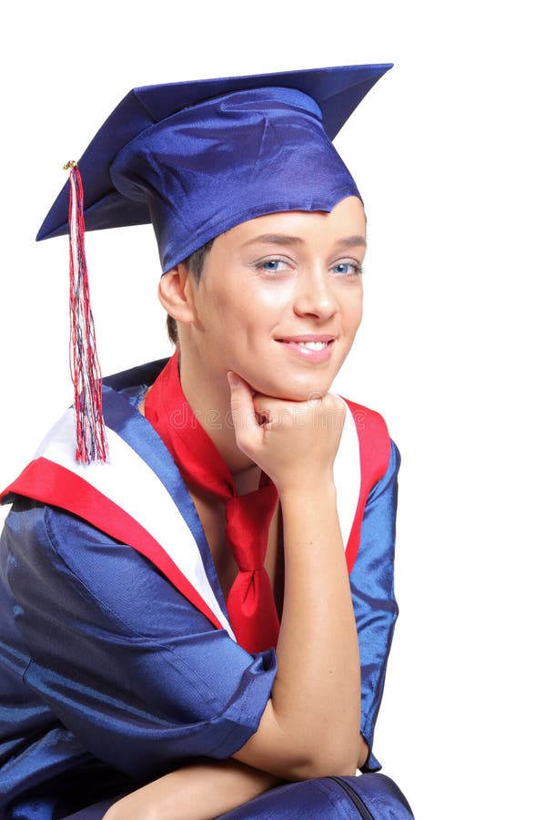 Wie Draagt Een Toga Zekere Een Diploma Behalende Student Die GLB En Toga Draagt Stock Foto