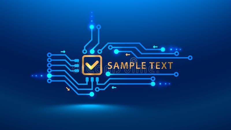 Een gouden toekomst van vinkjecybersecurity De vector van de de kringsraad van de illustratie elektronische druk stijl van PCB stock illustratie Een gouden toekomst van vinkjecybersecurity De vector van de de kringsraad van de illustratie elektronische druk stijl van PCB stock illustratie