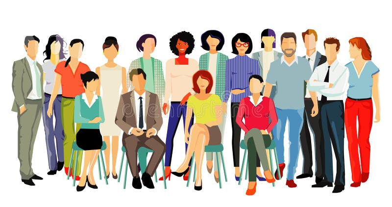 Een groep zakenmensen in te voeren vector illustratie