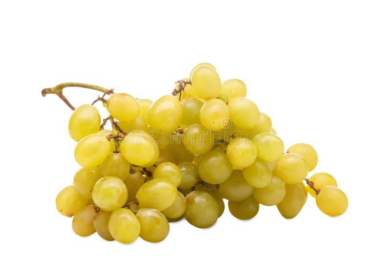 Een grote bos van geelgroene druiven Geïsoleerde stock afbeelding