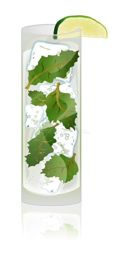 Illustration of a delicious Mojito cocktail with fresh lime and mint. Illustration of a delicious Mojito cocktail with fresh lime and mint.