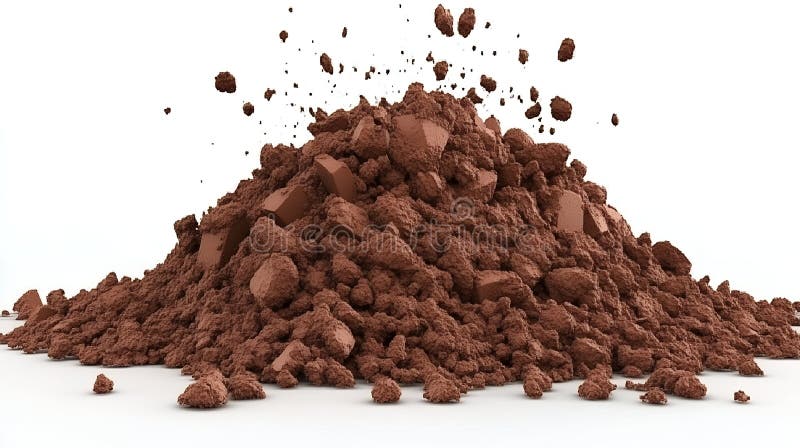 Een hoop cacaopoeder op een witte achtergrond vector illustratie