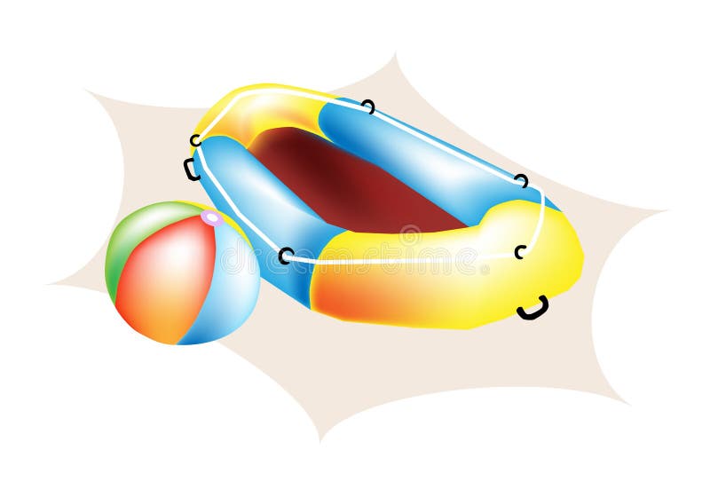 Een illustratie van de Bal van het Strand en Opblaasbare Boot vector illustratie Een illustratie van de Bal van het Strand en Opblaasbare Boot vector illustratie