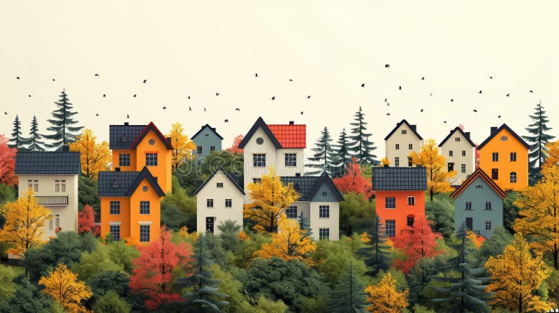 Een illustratief concept van de huizenmarkt stock illustratie