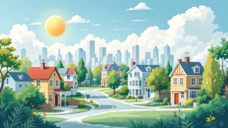 Een illustratief concept van de woningmarkt stock illustratie