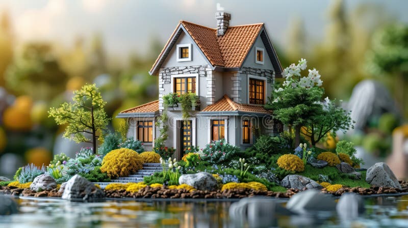 Een illustratief concept van de woningmarkt royalty-vrije illustratie