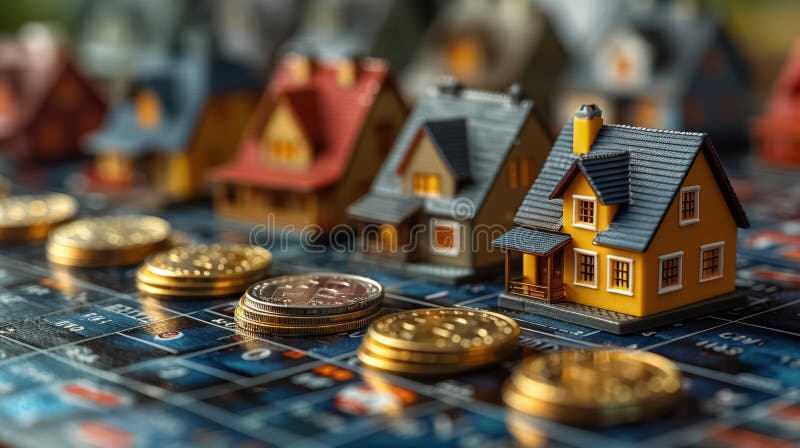 Een illustratief concept van de woningmarkt royalty-vrije illustratie