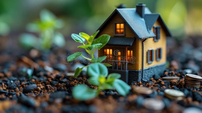 Een illustratief concept van de woningmarkt stock illustratie