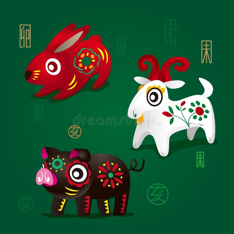 A collection of 12 Chinese Zodiac Mascots. A collection of 12 Chinese Zodiac Mascots