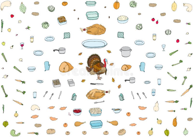 Een Inzameling van de Pictogrammen van het Vakantievoedsel vector illustratie Een Inzameling van de Pictogrammen van het Vakantievoedsel vector illustratie