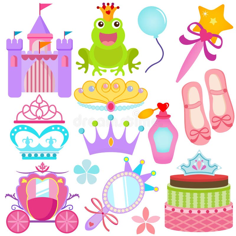 Een kleurrijke reeks VectorPictogrammen: Zoet Se van de Prinses stock illustratie Een kleurrijke reeks VectorPictogrammen: Zoet Se van de Prinses stock illustratie
