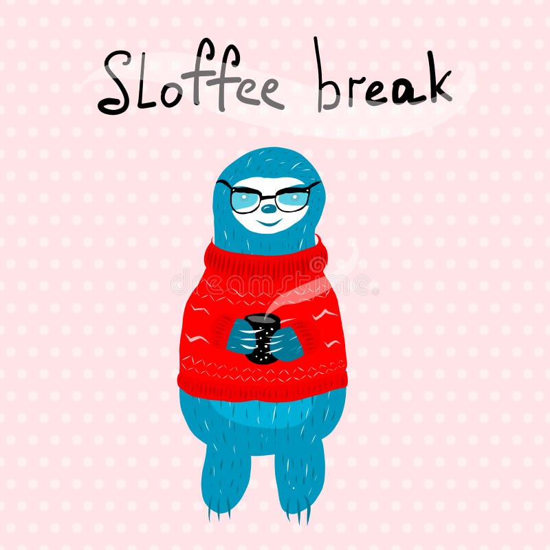 Een leuke blauwe luiaard binnen vector illustratie Een leuke blauwe luiaard binnen vector illustratie
