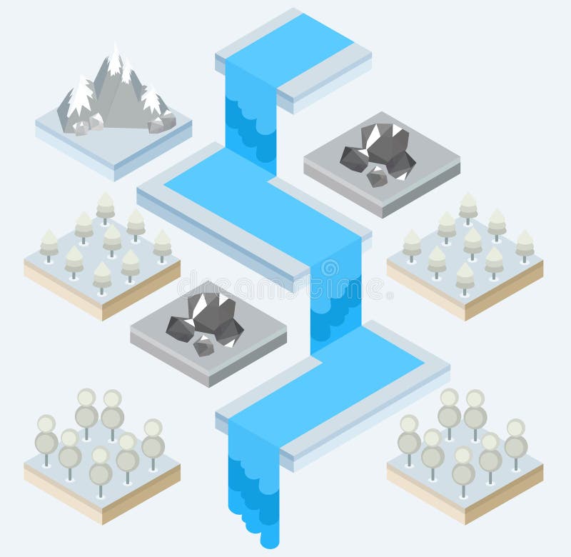Een mening van een waterval en de omgeving vector illustratie Een mening van een waterval en de omgeving vector illustratie