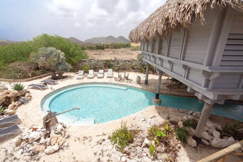 Een prachtig Palapa-huis - buitenkant stock foto's