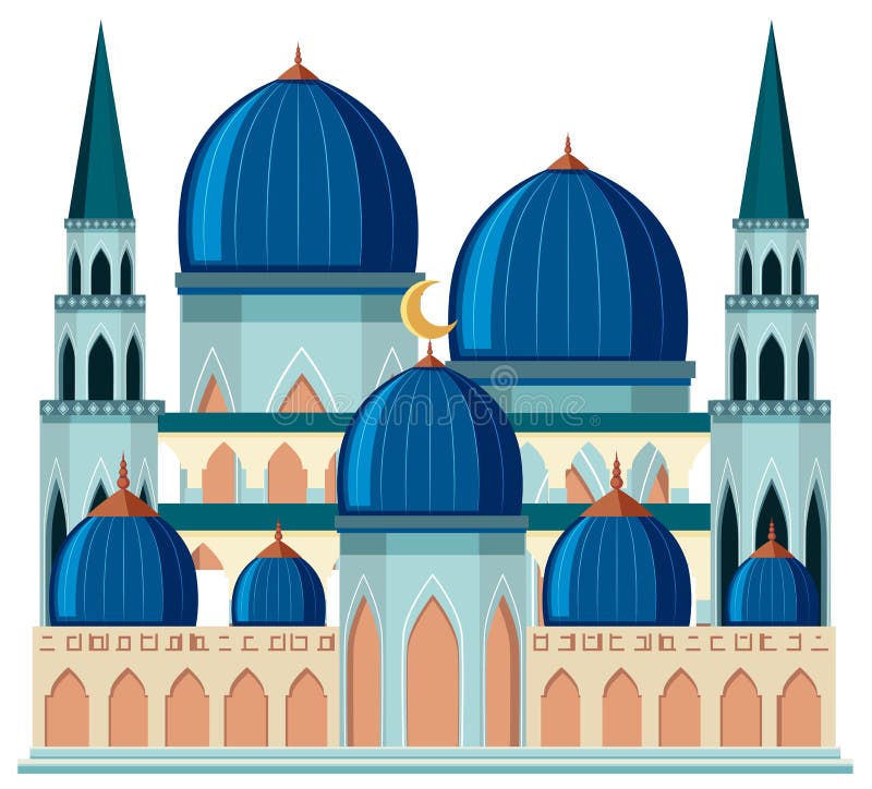 Een mooie blauwe moskee stock illustratie Een mooie blauwe moskee stock illustratie
