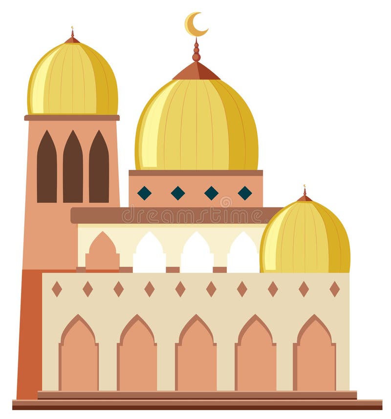 Een mooie moskee op witte achtergrond vector illustratie Een mooie moskee op witte achtergrond vector illustratie